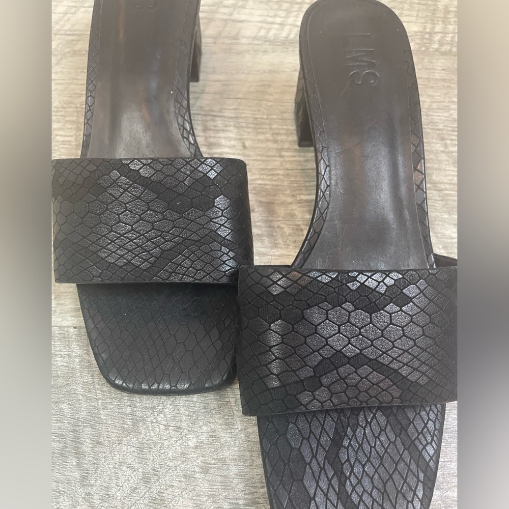 Women's Black Slide Leather Sandals